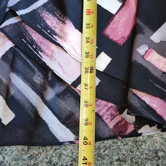 White House Black Market Sleeveless V-Neck Black Red Dress Women 6 Polyester - Picture 8 of 9